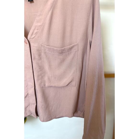 Topshop Cropped Pink Button Down Blouse - Picture 5 of 6